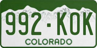 CO license plate 992KOK