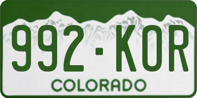 CO license plate 992KOR