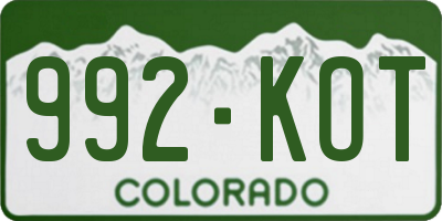 CO license plate 992KOT