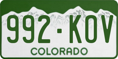 CO license plate 992KOV