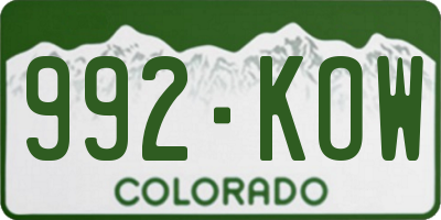 CO license plate 992KOW