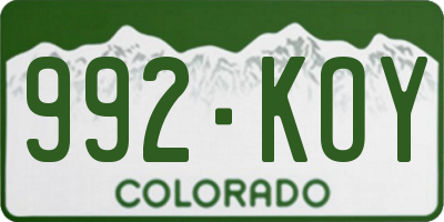 CO license plate 992KOY