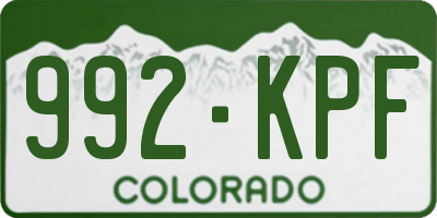 CO license plate 992KPF