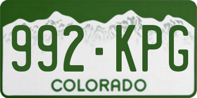 CO license plate 992KPG