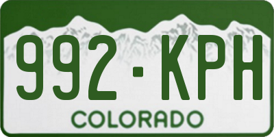 CO license plate 992KPH