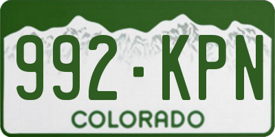 CO license plate 992KPN