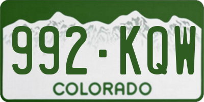 CO license plate 992KQW