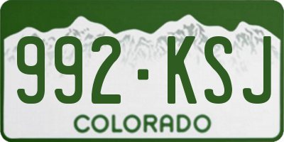 CO license plate 992KSJ