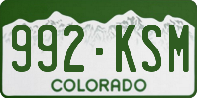 CO license plate 992KSM