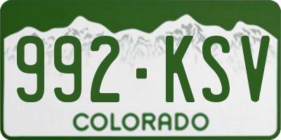 CO license plate 992KSV