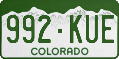 CO license plate 992KUE