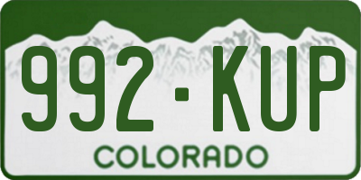 CO license plate 992KUP