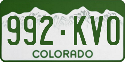 CO license plate 992KVO