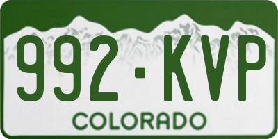 CO license plate 992KVP