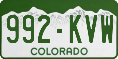 CO license plate 992KVW