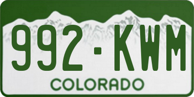 CO license plate 992KWM
