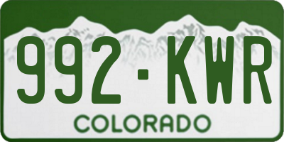 CO license plate 992KWR