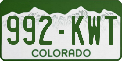 CO license plate 992KWT