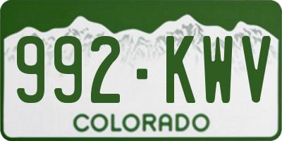 CO license plate 992KWV