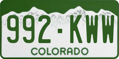 CO license plate 992KWW