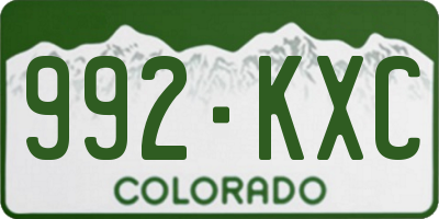 CO license plate 992KXC