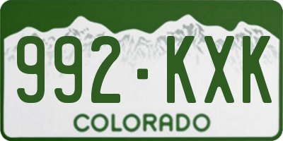 CO license plate 992KXK