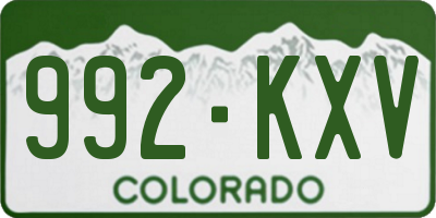 CO license plate 992KXV