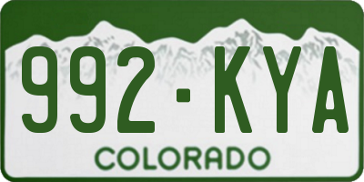 CO license plate 992KYA