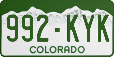 CO license plate 992KYK