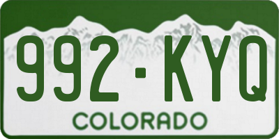 CO license plate 992KYQ
