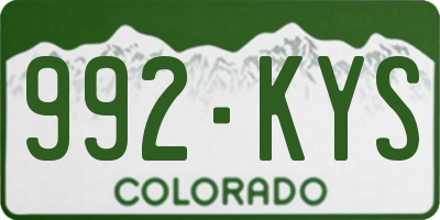 CO license plate 992KYS