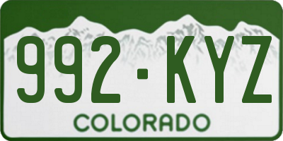 CO license plate 992KYZ
