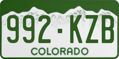 CO license plate 992KZB