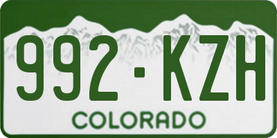 CO license plate 992KZH