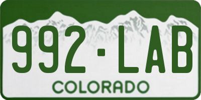 CO license plate 992LAB
