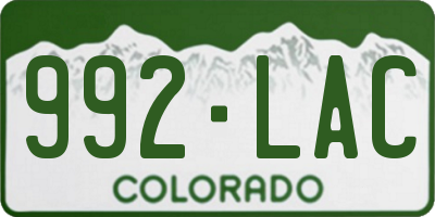 CO license plate 992LAC