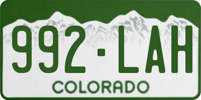 CO license plate 992LAH