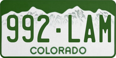CO license plate 992LAM