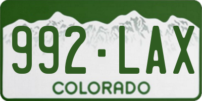 CO license plate 992LAX