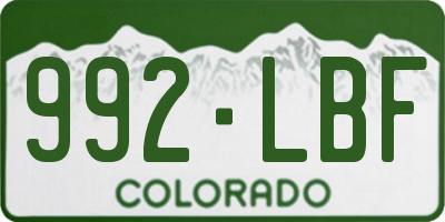 CO license plate 992LBF