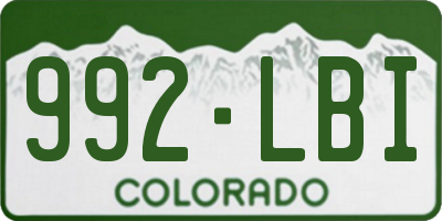 CO license plate 992LBI