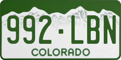 CO license plate 992LBN