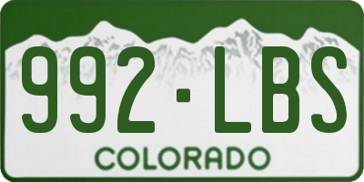 CO license plate 992LBS