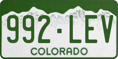CO license plate 992LEV