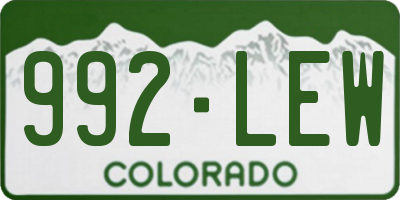 CO license plate 992LEW