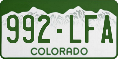 CO license plate 992LFA