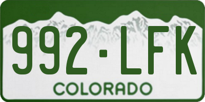 CO license plate 992LFK