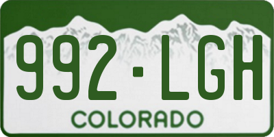 CO license plate 992LGH