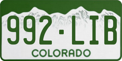 CO license plate 992LIB