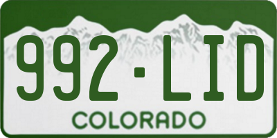 CO license plate 992LID